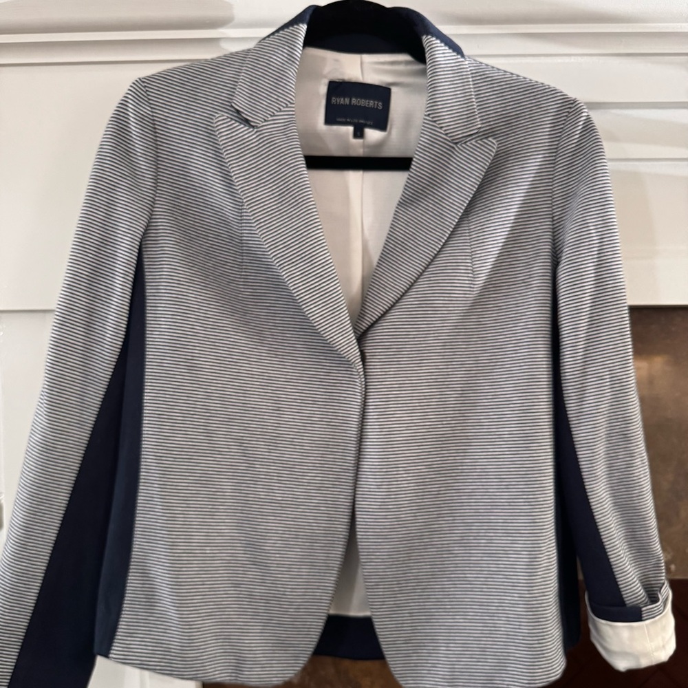Navy & White Striped Blazer